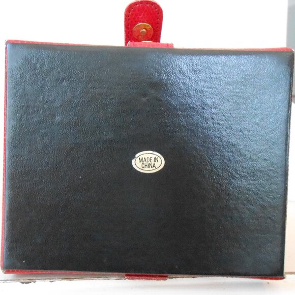 VTG Red Pebbled Leather Double Handled Jewelry Case-Divided Sections Mirror-Nice - Picture 10 of 10